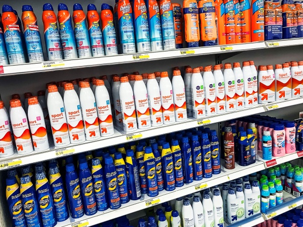 Store selection of sunscreen products